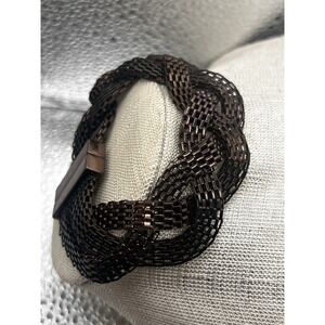 Beautiful Dark Bronze Tone Metal Mesh Braided Strong Magnetic Close Bracelet